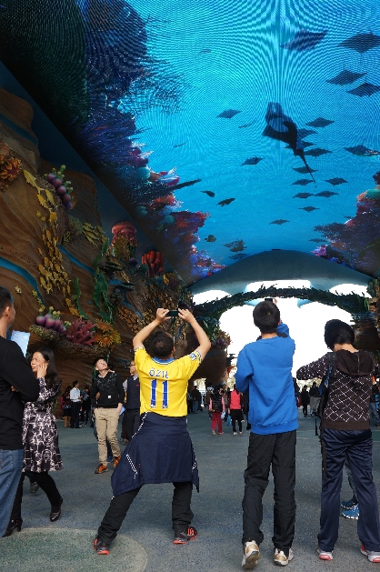 圖為通向長隆海洋王國的長廊