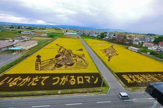 日本田舍館村村民設(shè)計(jì)的巨型稻田插畫藝術(shù)