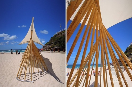 澳大利亞海灘涼亭bamboo waves